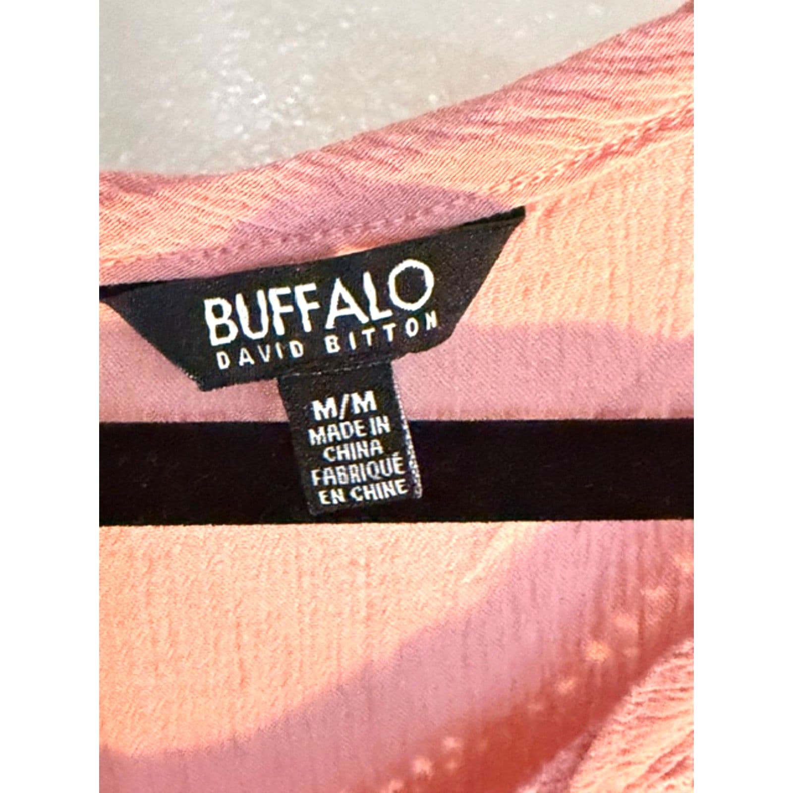 Buffalo David Bitton Peach V-Neck Blouse Size M | Crochet Trim Lightweight Top - Thumbnail 5