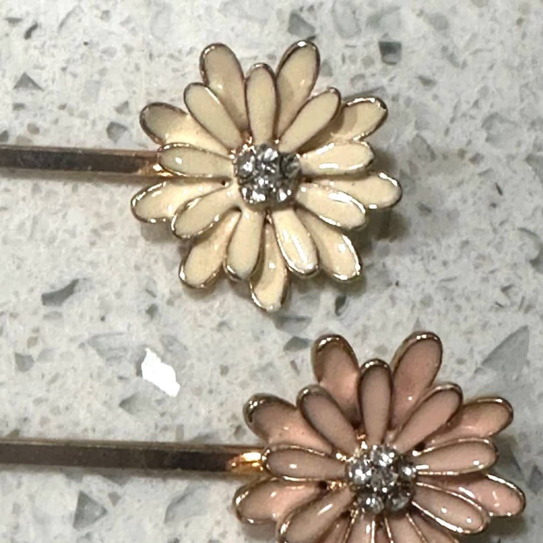 Elegant Floral Enamel Hair Pins 2 piece - Thumbnail 4