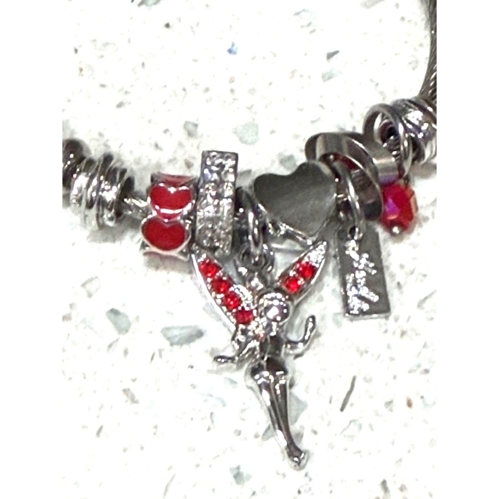 Stainless Steel Charm Bracelet red - Thumbnail 5
