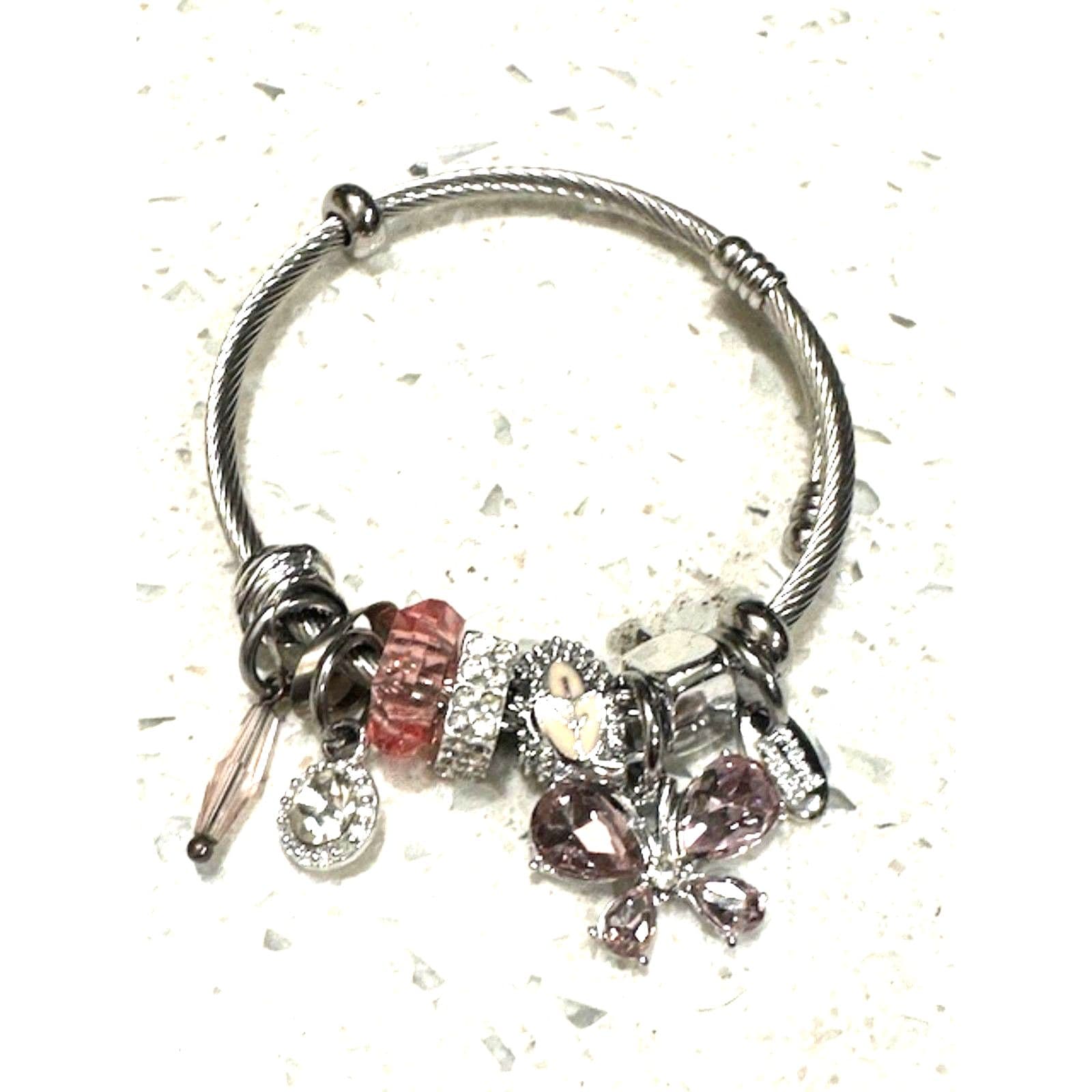 Stainless Steel charm bracelet pink - Thumbnail 3