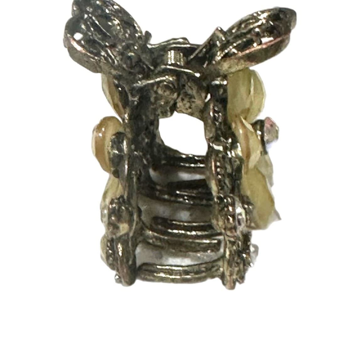 Elegant Floral Yellow and Gold Hair Clip - Thumbnail 5