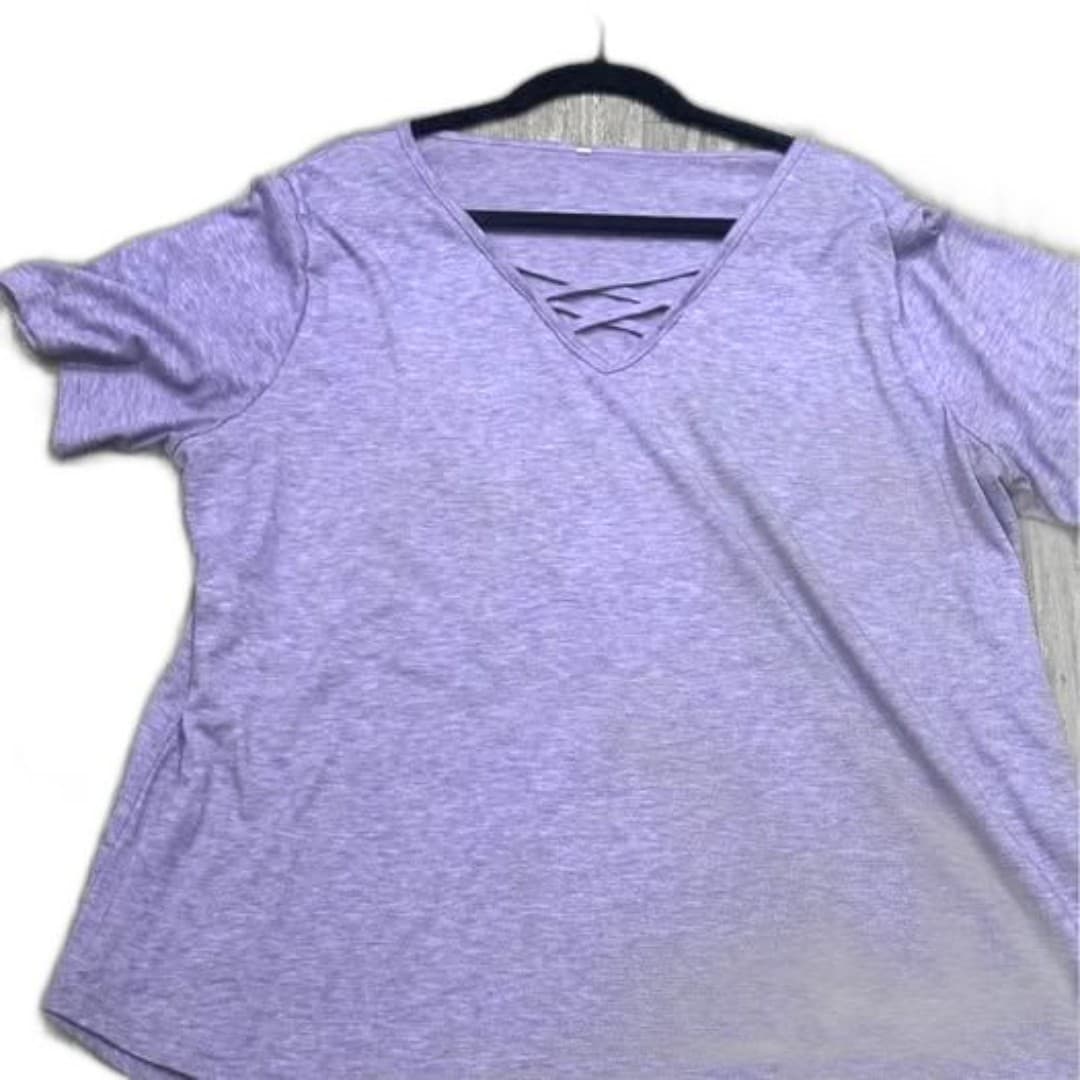 V neck purple tshirt - Image 1
