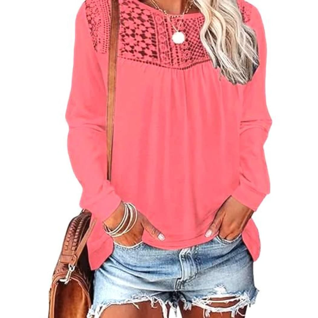 Pink tshirt with lace - Image 1