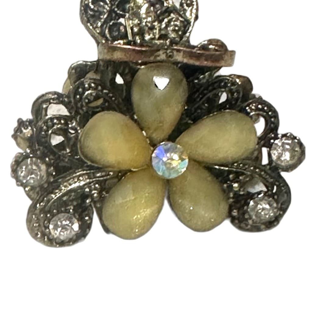 Elegant Floral Yellow and Gold Hair Clip - Thumbnail 2