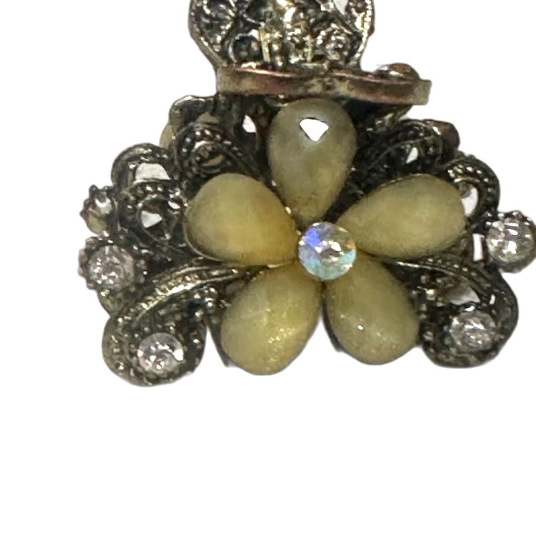 Elegant Floral Yellow and Gold Hair Clip - Thumbnail 4