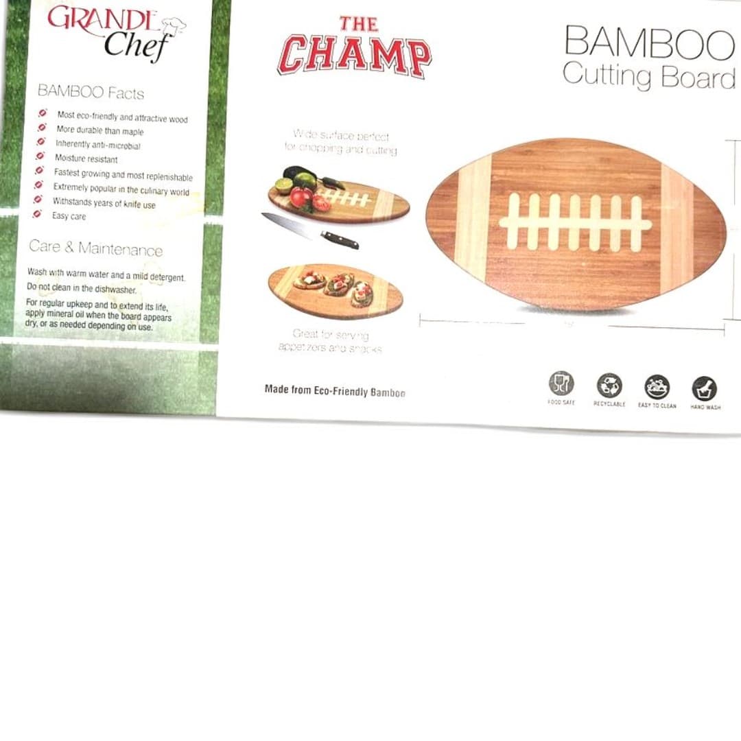Football Shaped Bamboo Cutting Board - Image 1