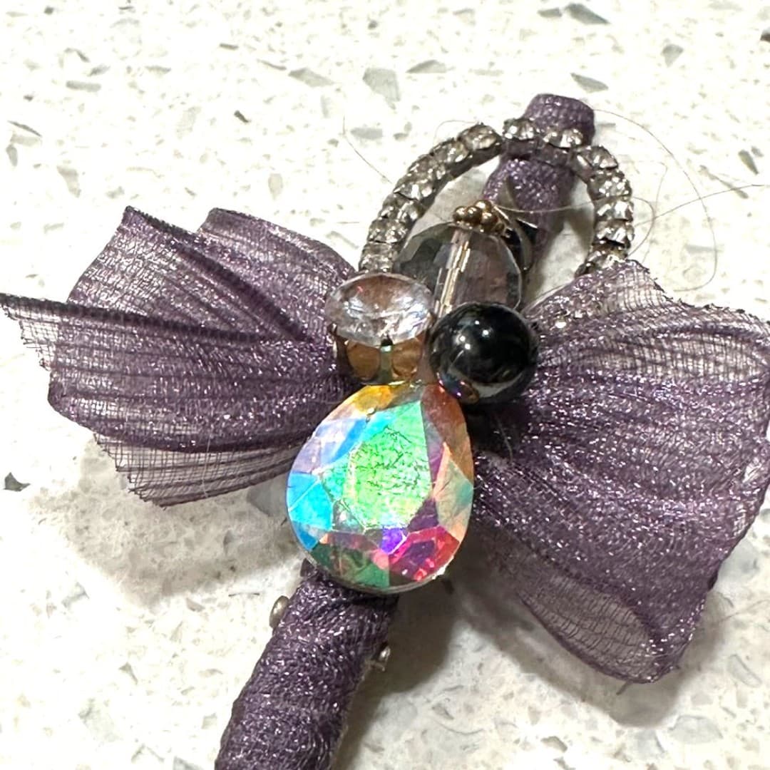Purple Hair Clip with Crystal Accents - Thumbnail 2
