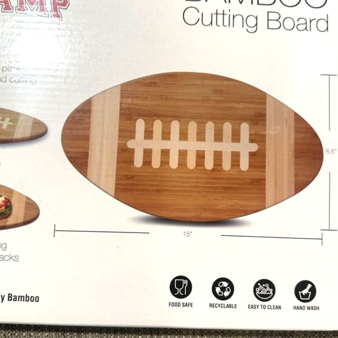 Football Shaped Bamboo Cutting Board - Thumbnail 2