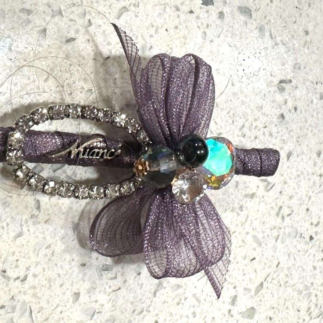 Purple Hair Clip with Crystal Accents - Thumbnail 3