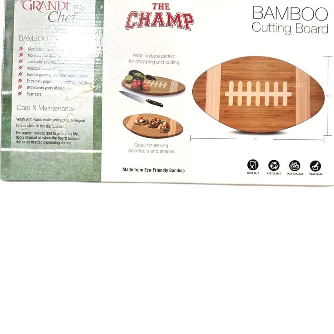 Football Shaped Bamboo Cutting Board - Thumbnail 3