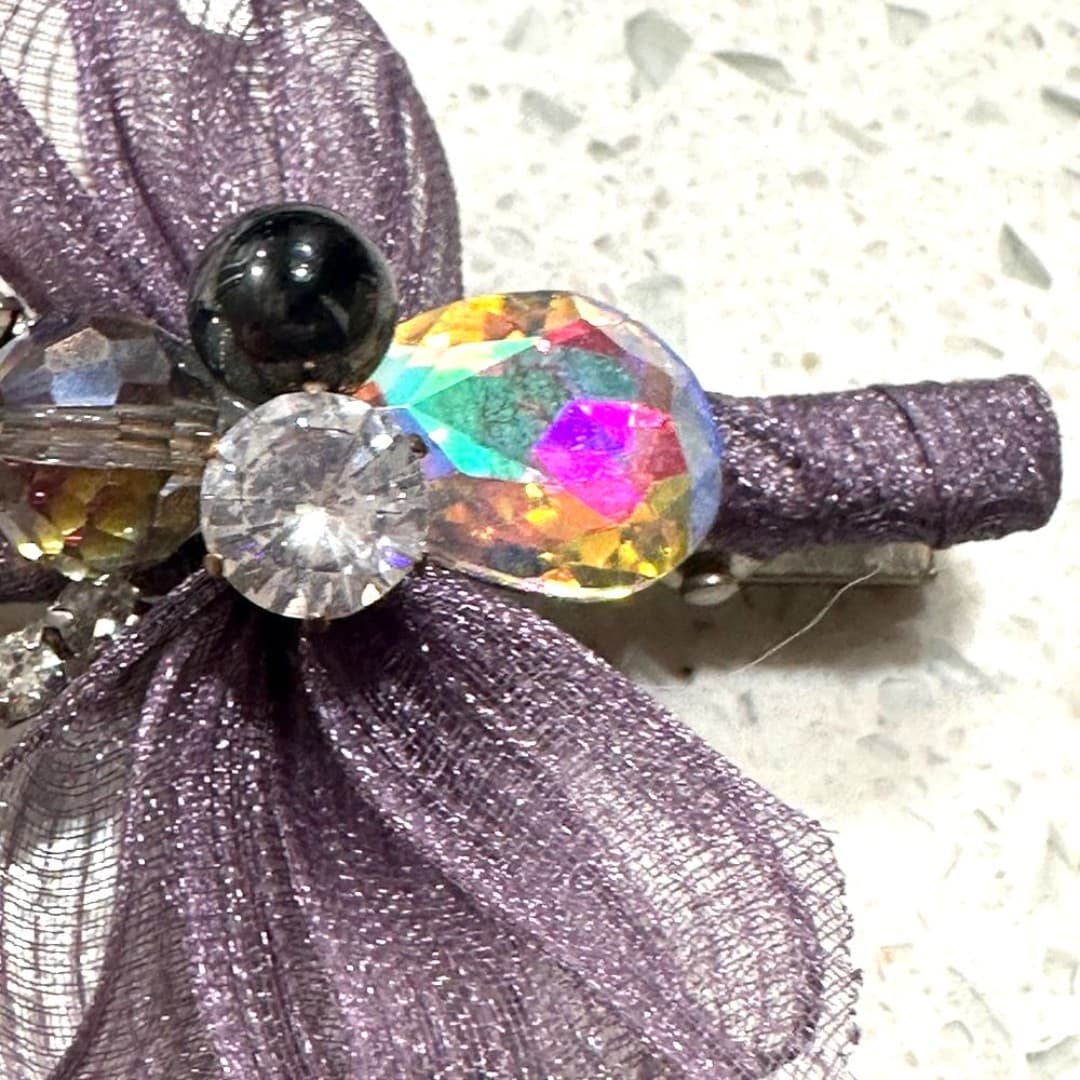 Purple Hair Clip with Crystal Accents - Thumbnail 4