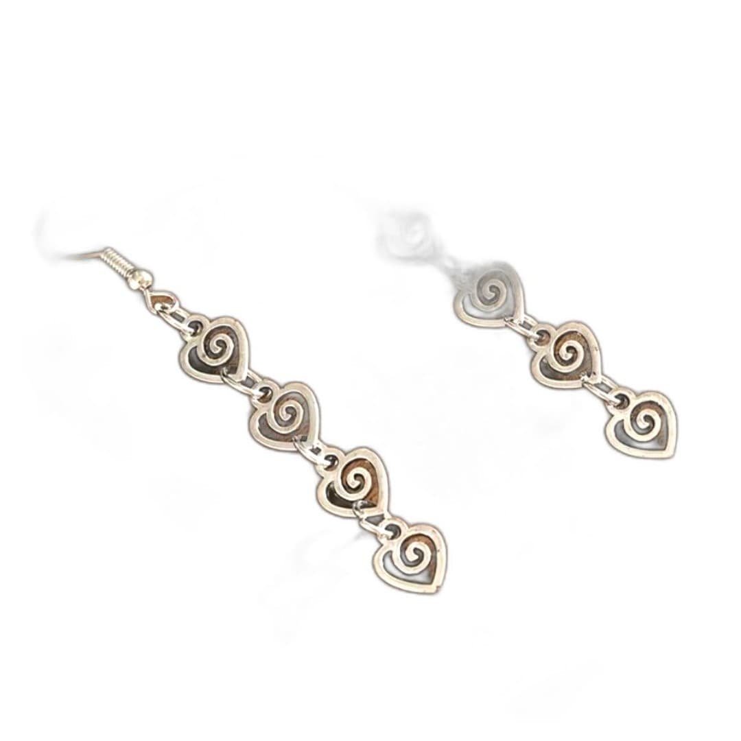 Elegant Fashion Geometric Heart Spiral Vortex Pendant Earrings - Thumbnail 4