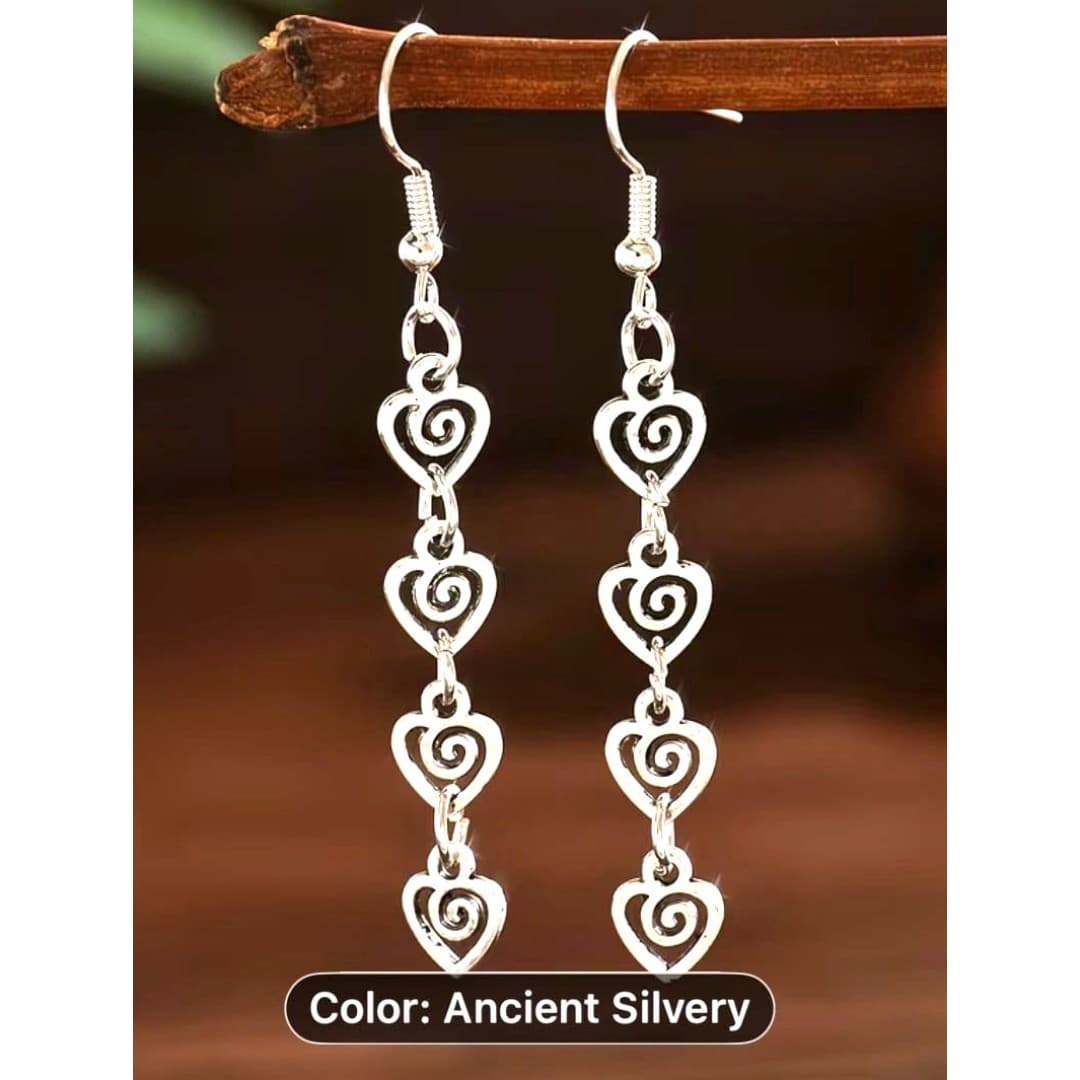 Elegant Fashion Geometric Heart Spiral Vortex Pendant Earrings - Thumbnail 2