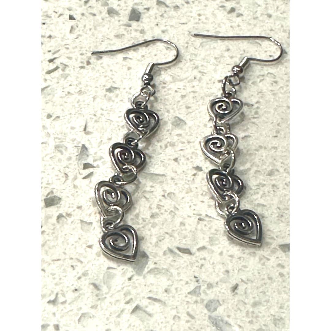 Elegant Fashion Geometric Heart Spiral Vortex Pendant Earrings - Image 1