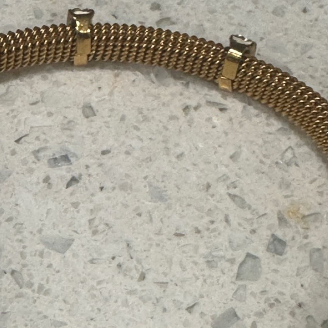 Elegant Gold ColorMesh Bracelet with Crystal Accents Stainless Steel - Thumbnail 6