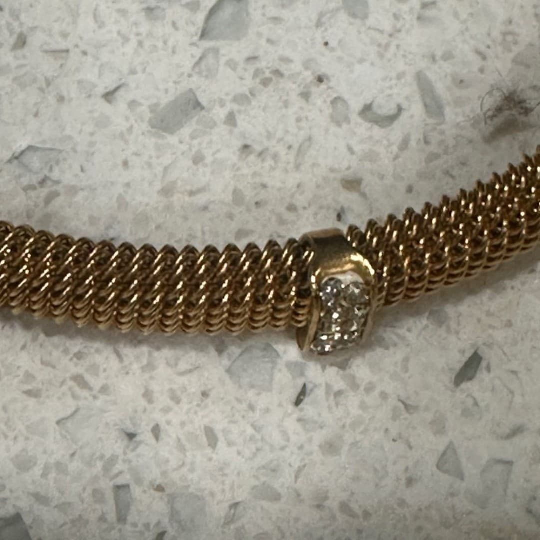 Elegant Gold ColorMesh Bracelet with Crystal Accents Stainless Steel - Thumbnail 7