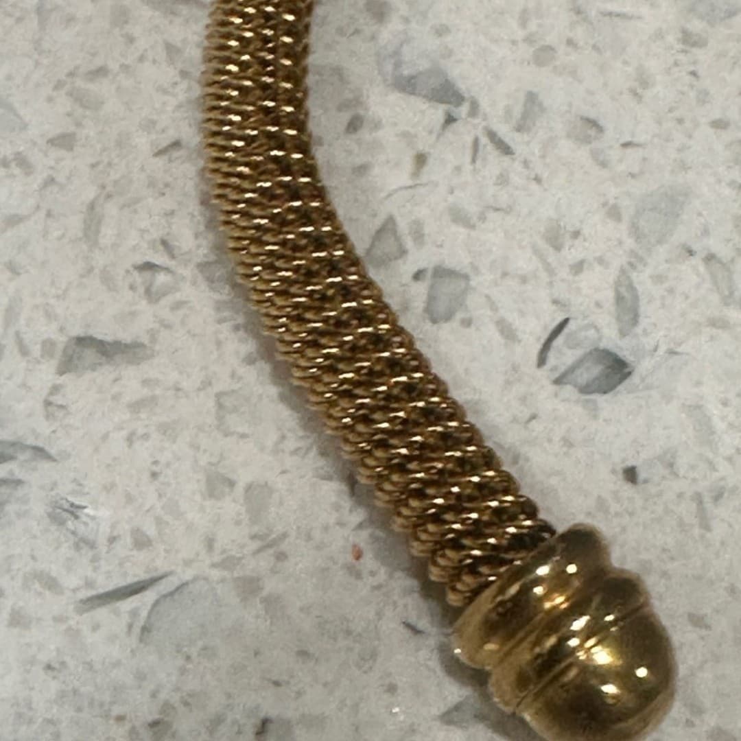 Elegant Gold ColorMesh Bracelet with Crystal Accents Stainless Steel - Thumbnail 4