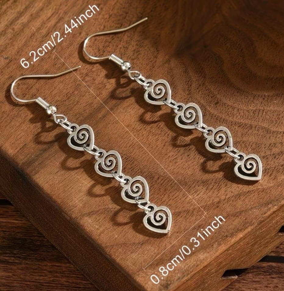 Elegant Fashion Geometric Heart Spiral Vortex Pendant Earrings - Thumbnail 3