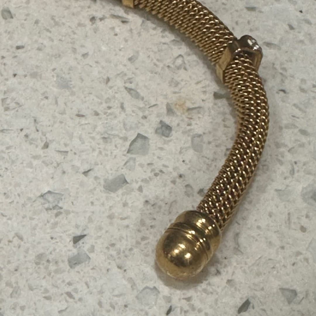 Elegant Gold ColorMesh Bracelet with Crystal Accents Stainless Steel - Thumbnail 8