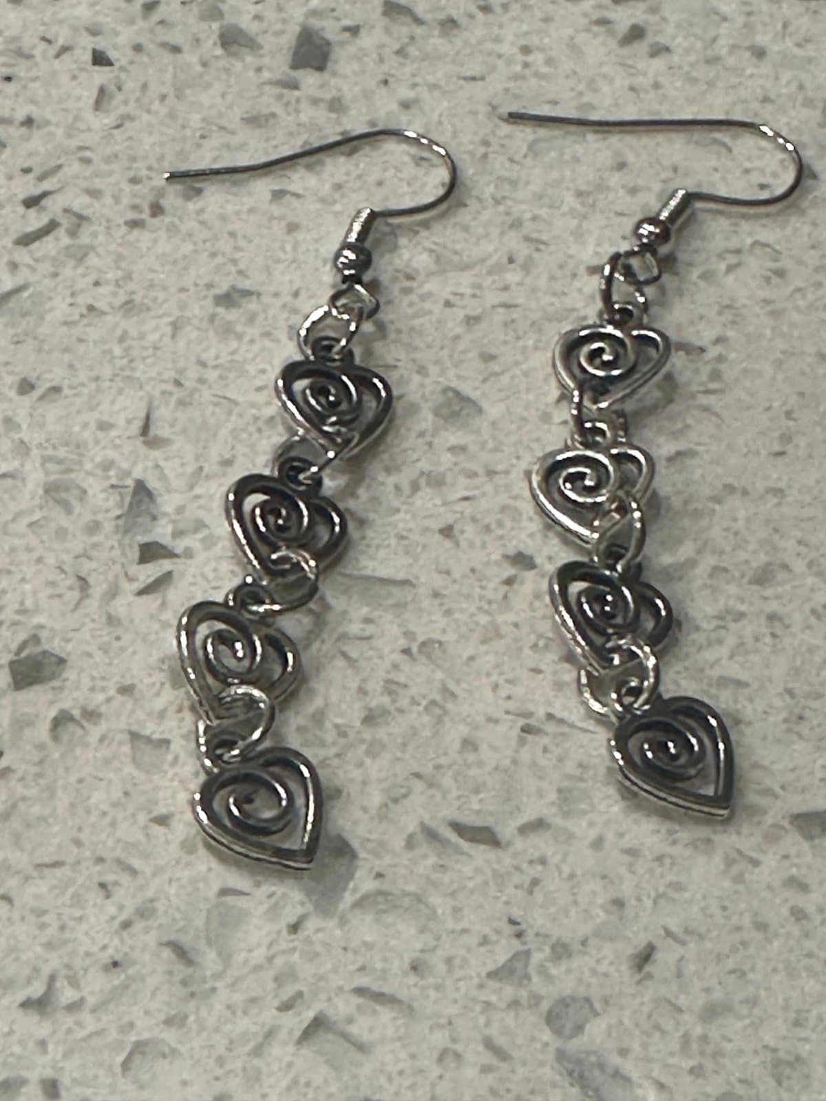 Elegant Fashion Geometric Heart Spiral Vortex Pendant Earrings - Thumbnail 4