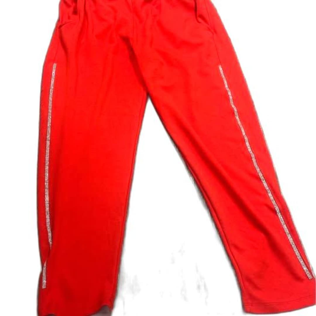 Red pants with rhinestone stripes - Image 1