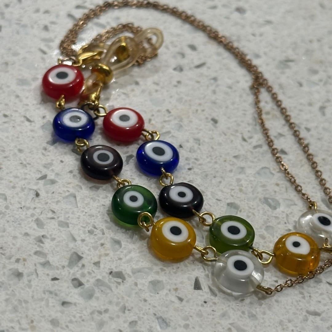 Multicolor Evil Eye Eyeglasses Strap also Necklace - Image 1