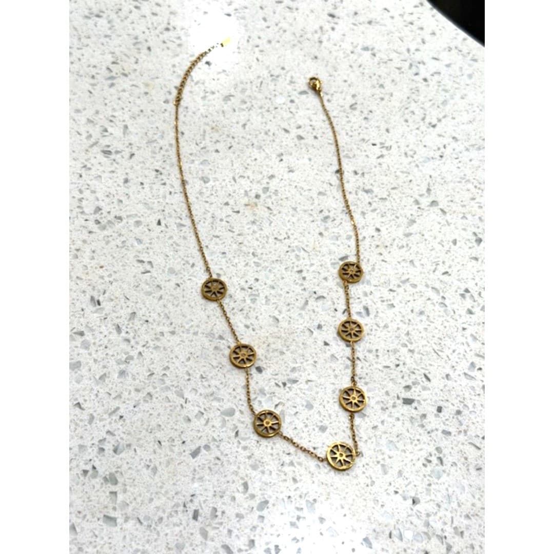 Stainless Steel necklace with stars and zirconia stones - Thumbnail 2