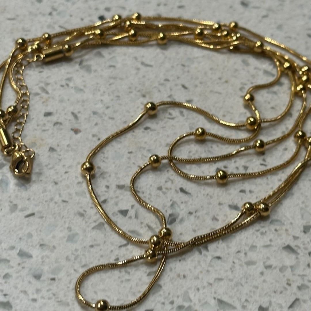 Elegant Gold Beaded Stainless Steel Necklace - Image 1