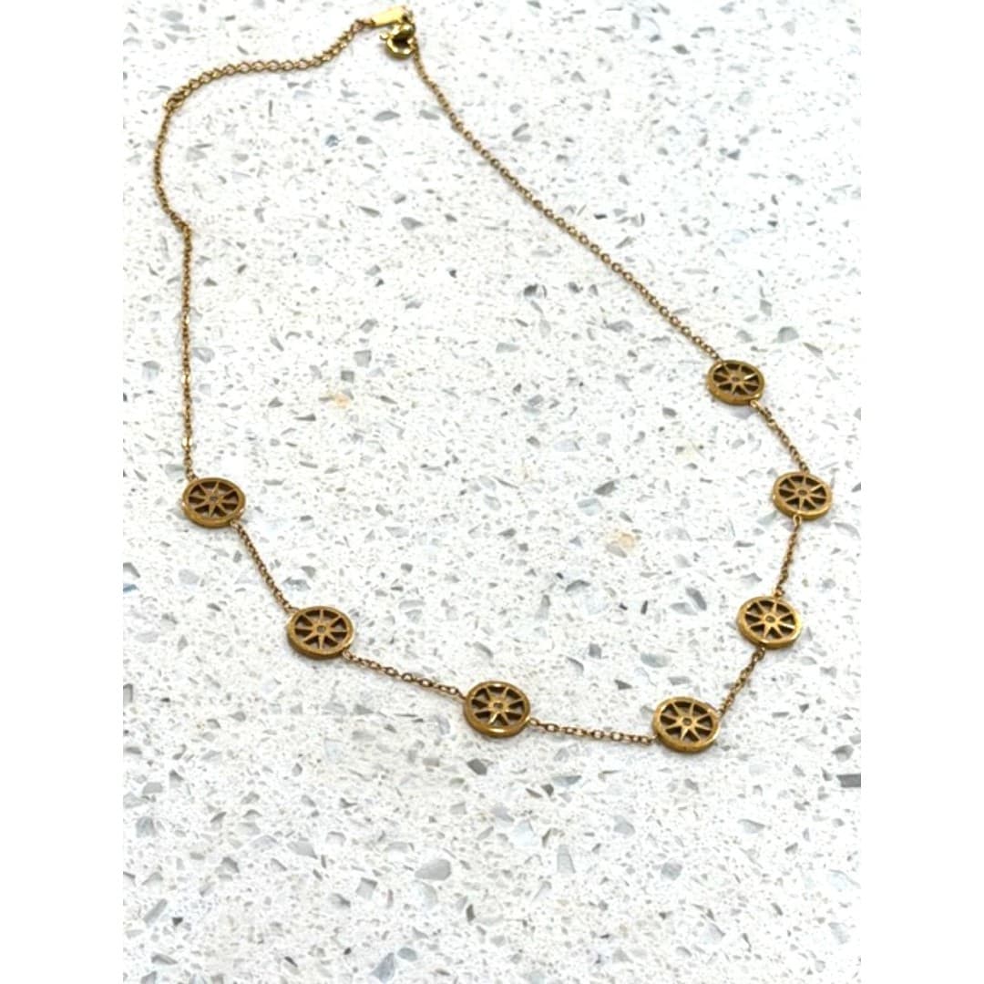 Stainless Steel necklace with stars and zirconia stones - Image 1