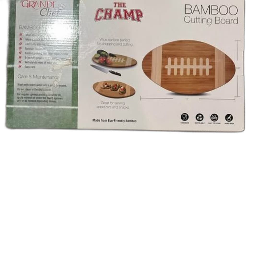 Grande Chef "The Champ" Bamboo Football Cutting Board - Thumbnail 2