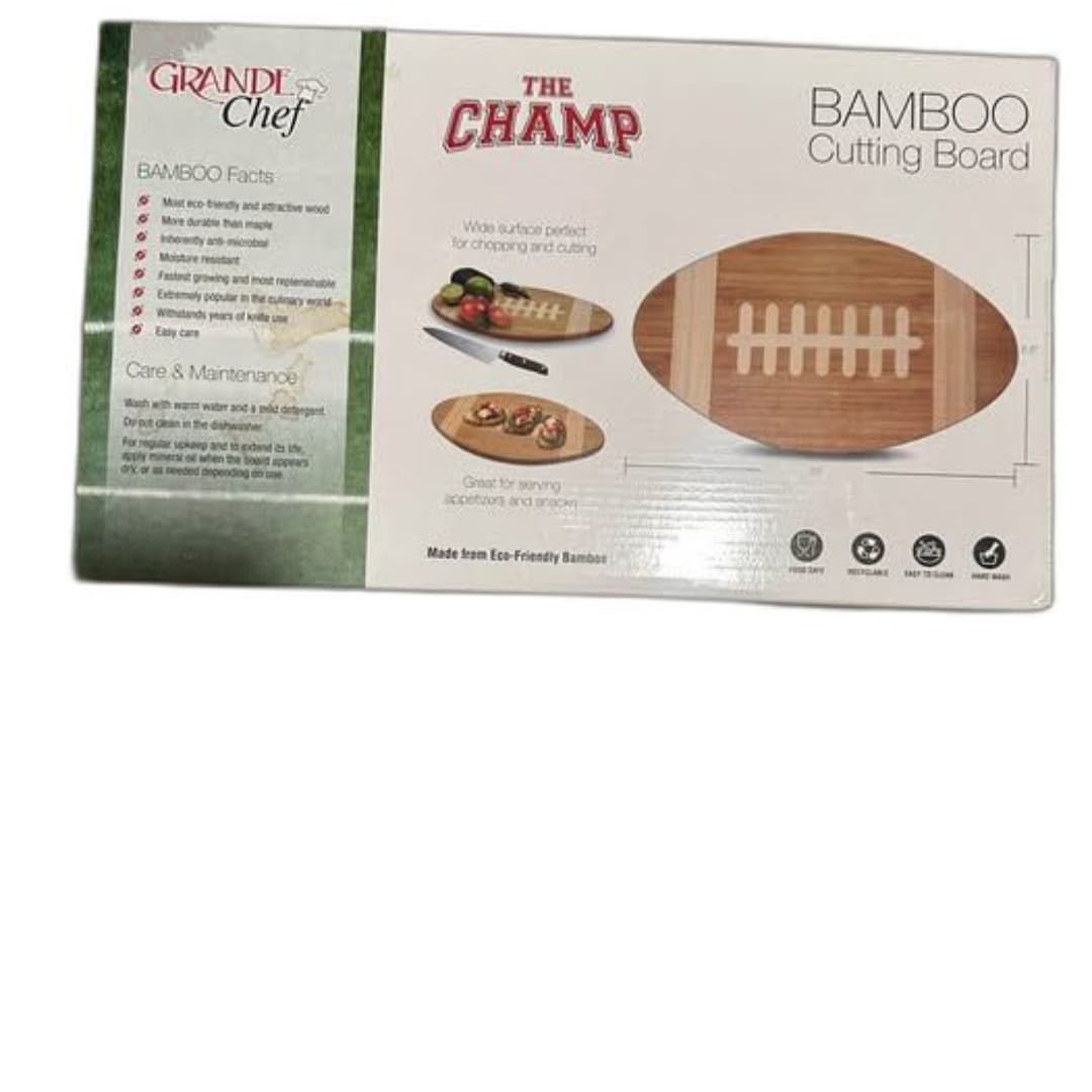 Grande Chef "The Champ" Bamboo Football Cutting Board - Image 1