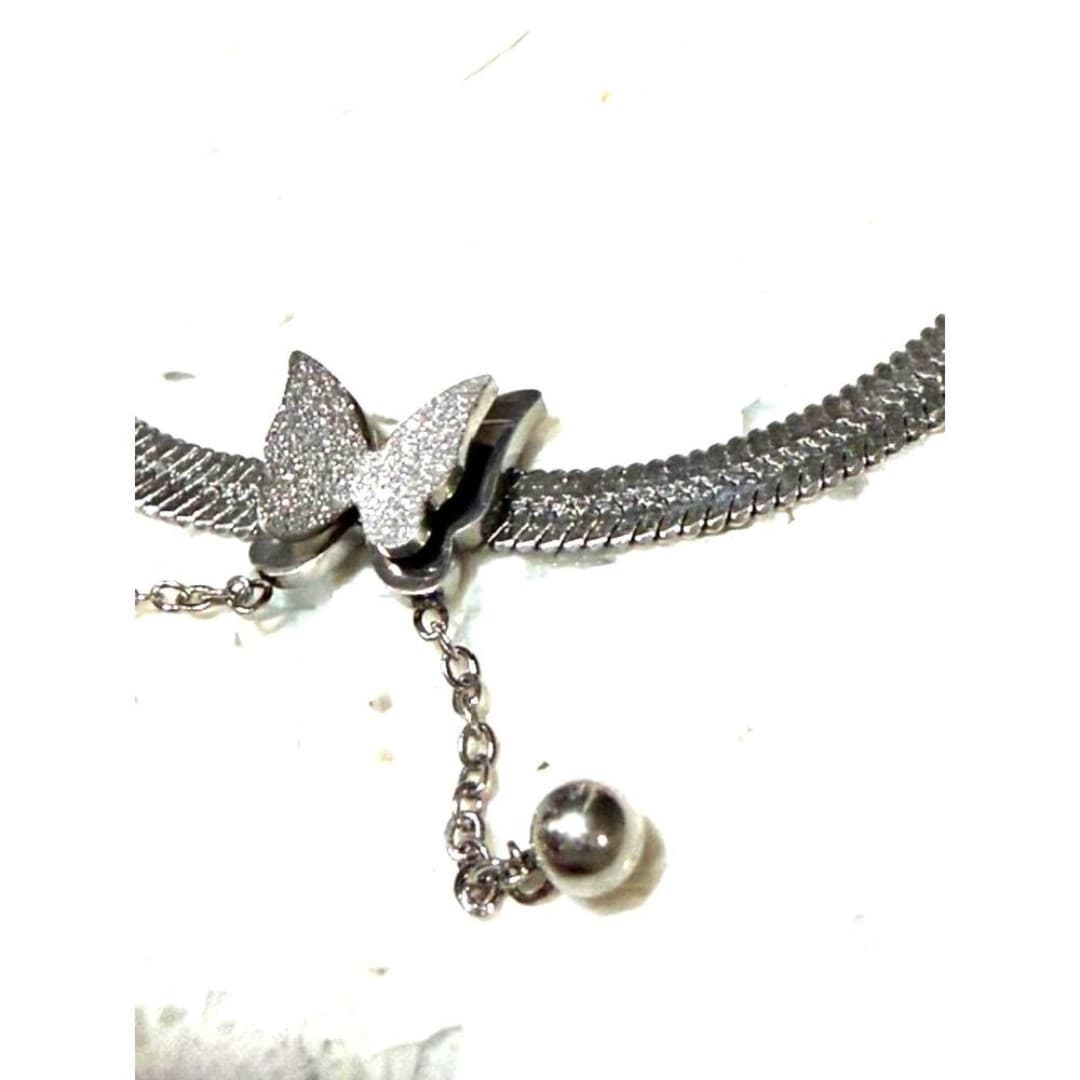 Stainless steel necklace with 3-D butterfly - Thumbnail 4