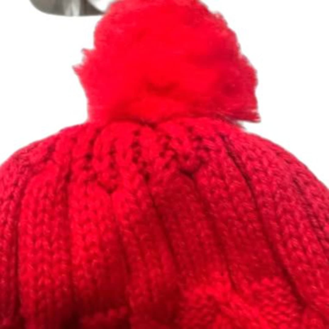 Red Knit Beanie with silver accents - Thumbnail 3