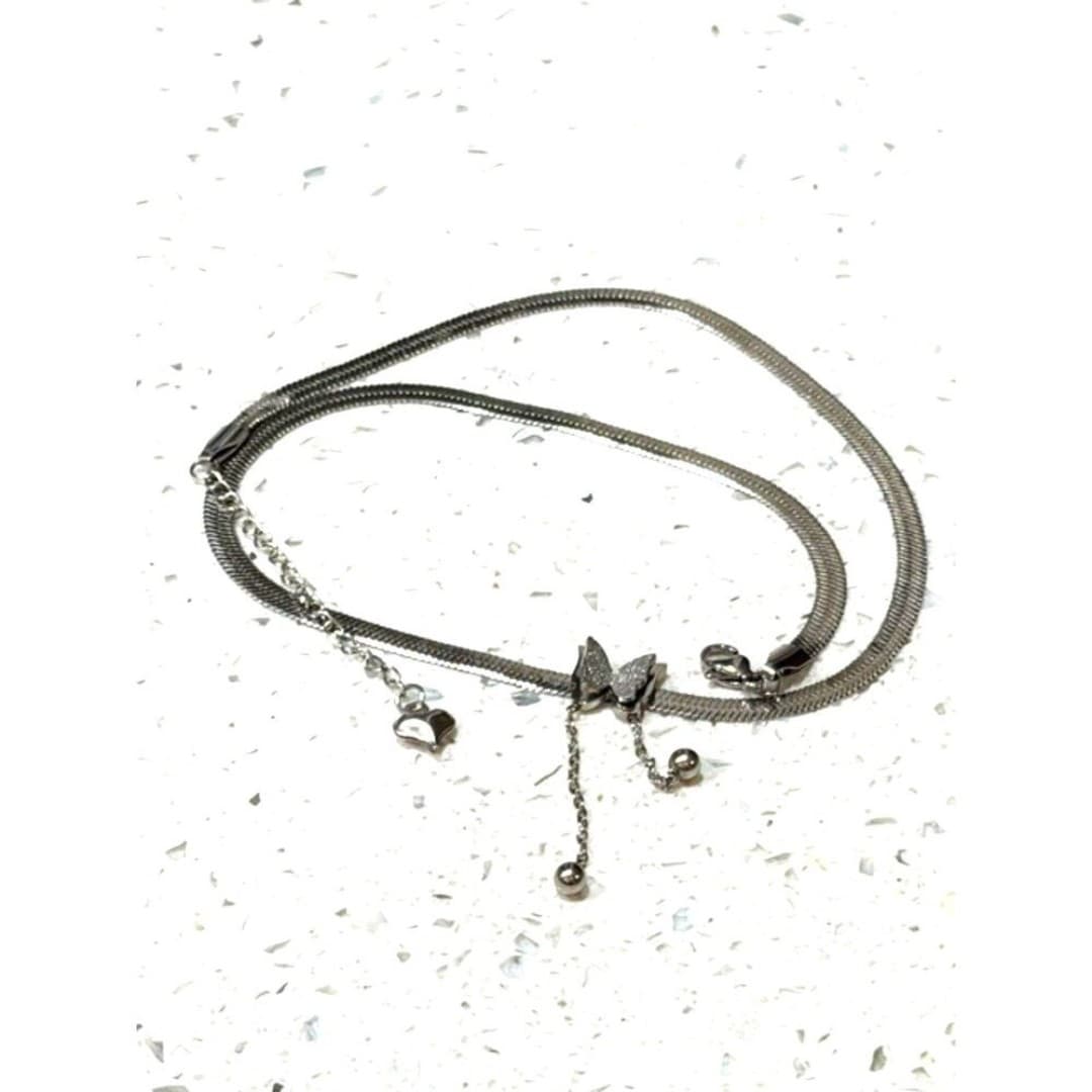 Stainless steel necklace with 3-D butterfly - Thumbnail 2