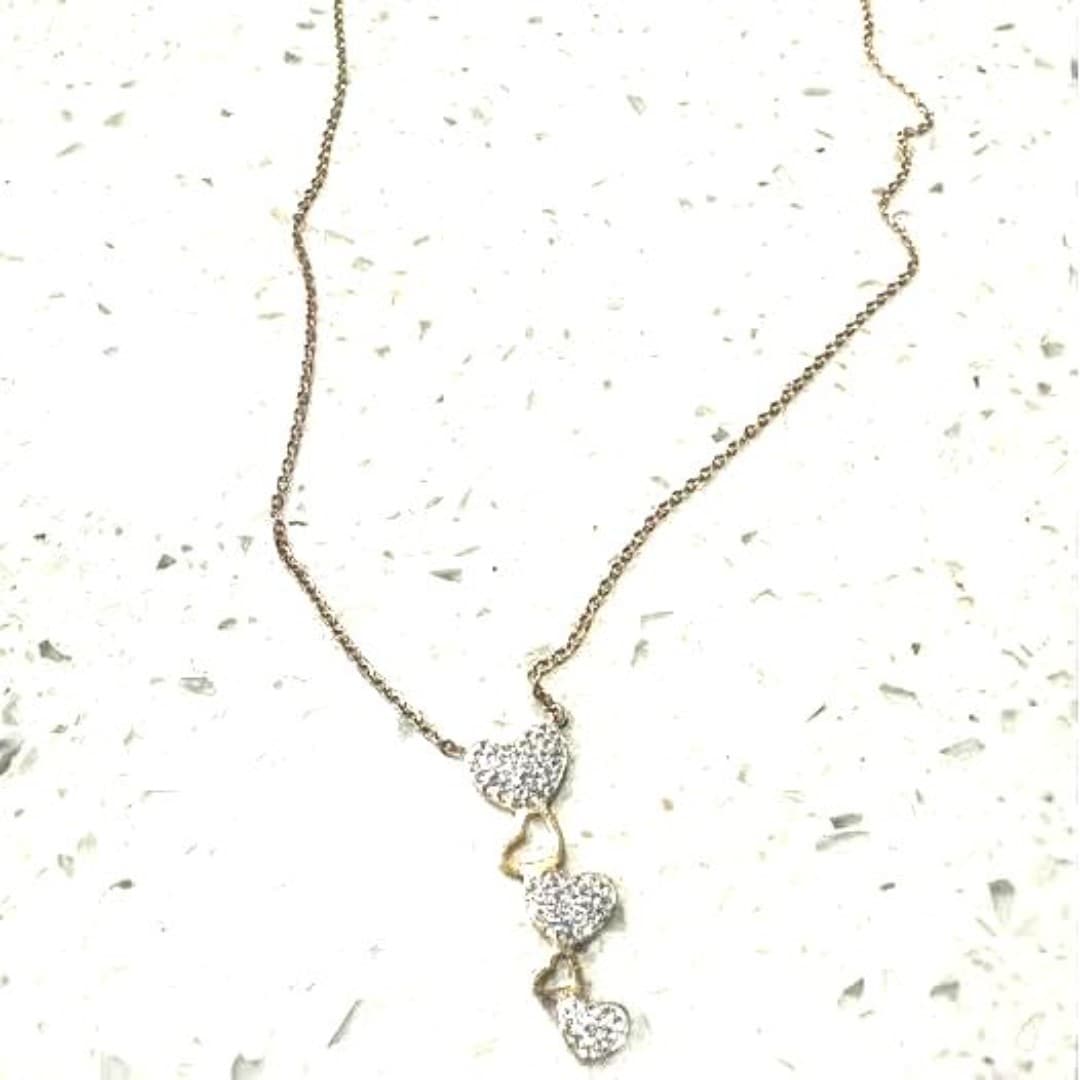 Elegant gold and silver color, stainless steel heart pendant necklace - Thumbnail 2