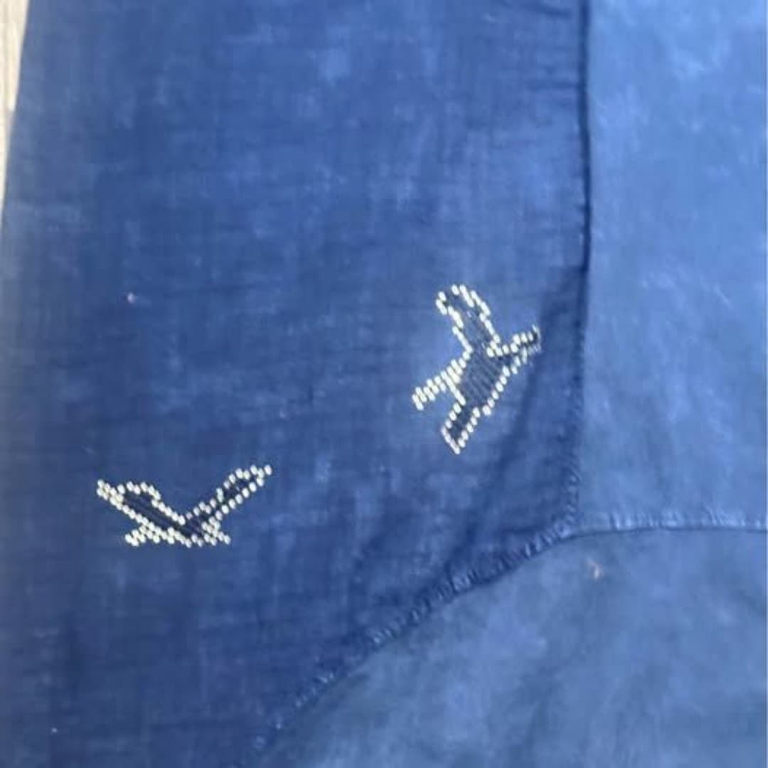 Blue cotton dress with rhinestone birds - Thumbnail 2