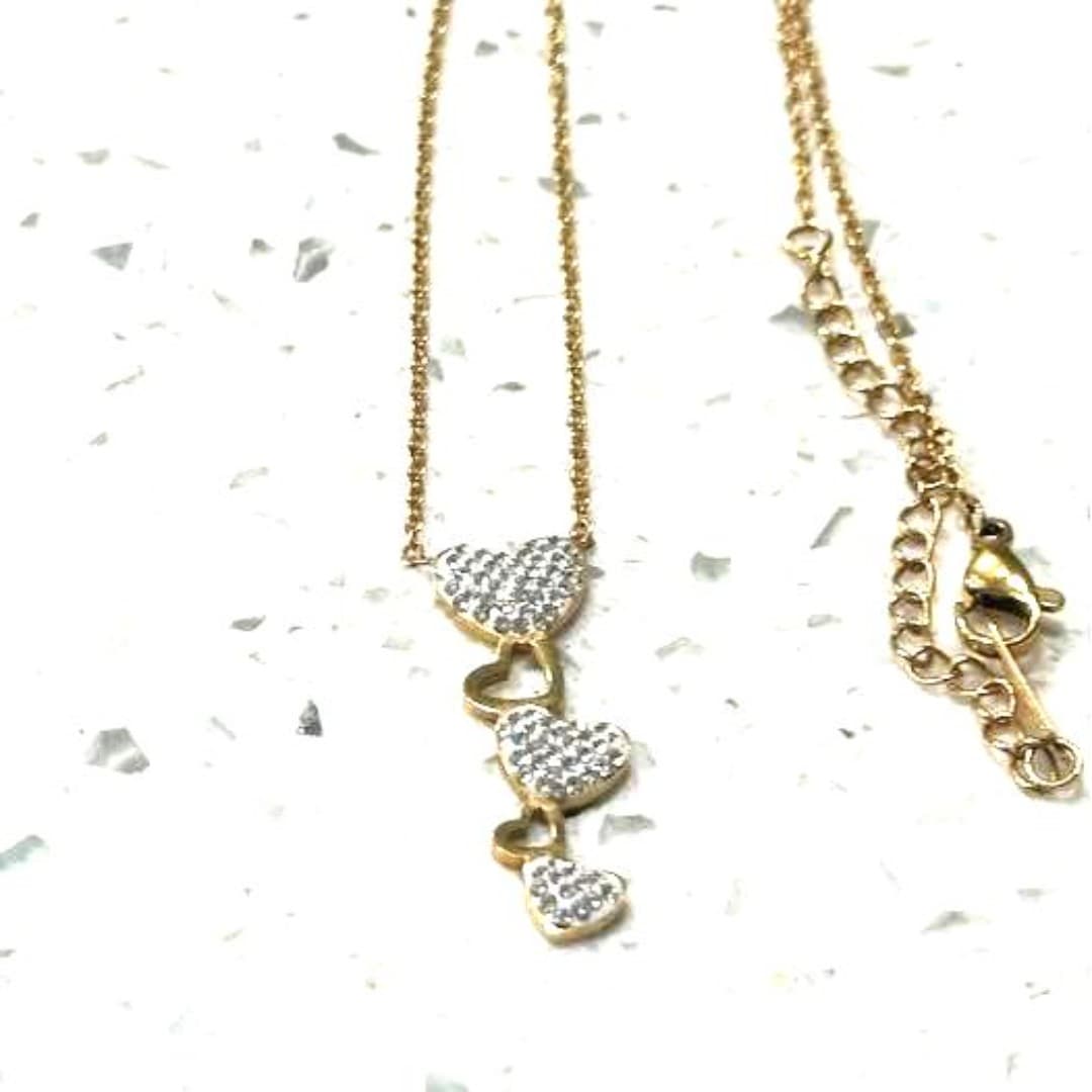 Elegant gold and silver color, stainless steel heart pendant necklace - Thumbnail 3