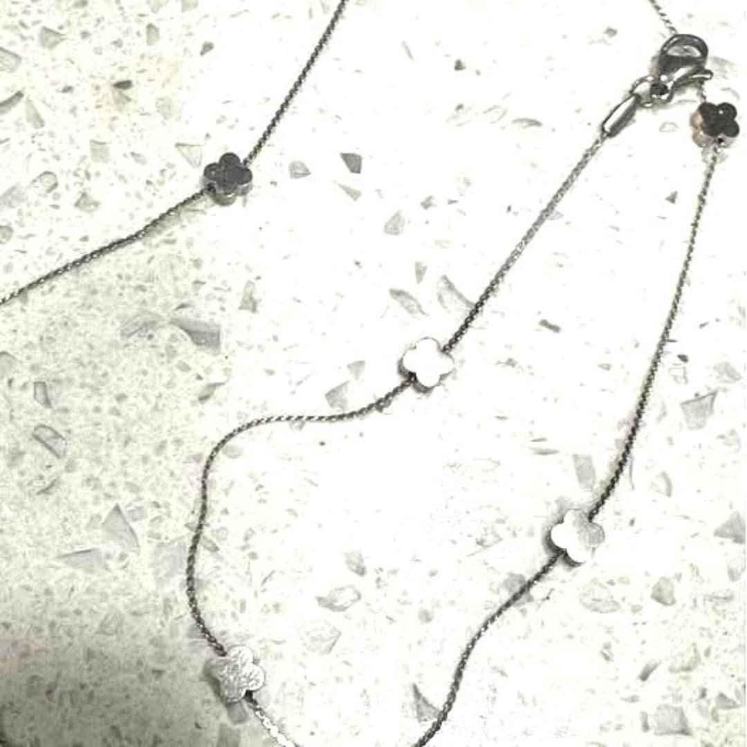 Stainless steel necklace with little flowers - Thumbnail 7