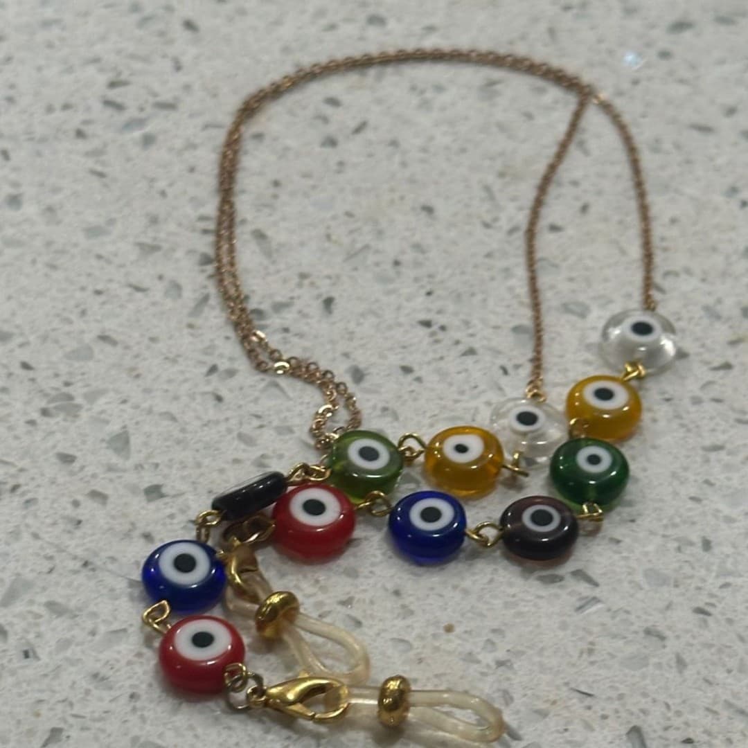 Multicolor Evil Eye Eyeglasses Strap also Necklace - Thumbnail 5