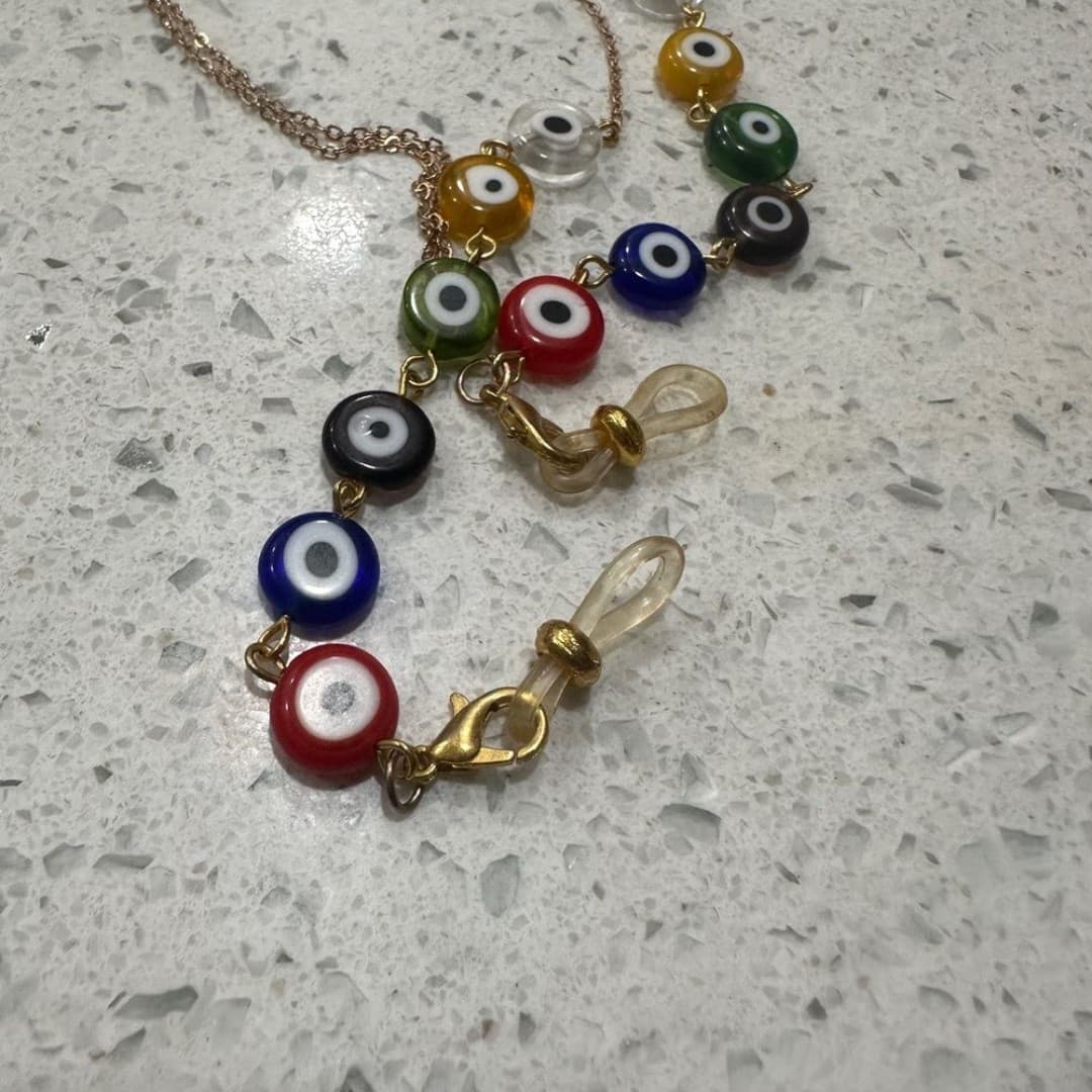 Multicolor Evil Eye Eyeglasses Strap also Necklace - Thumbnail 9