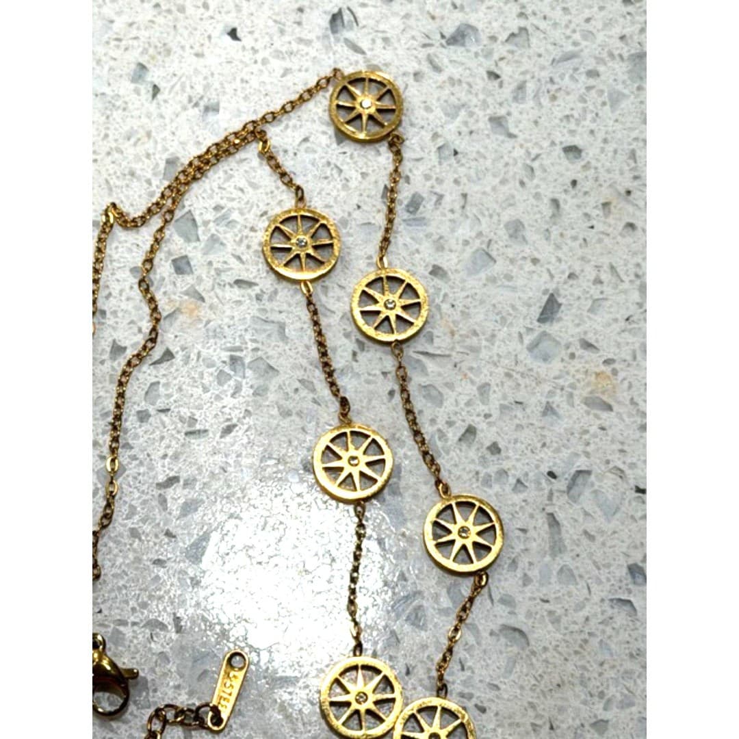 Stainless Steel necklace with stars and zirconia stones - Thumbnail 3