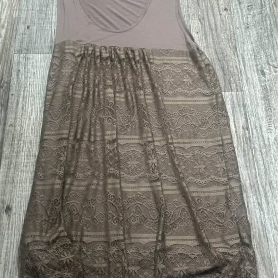 Sleeveless Lace Overlay Dress - Image 1