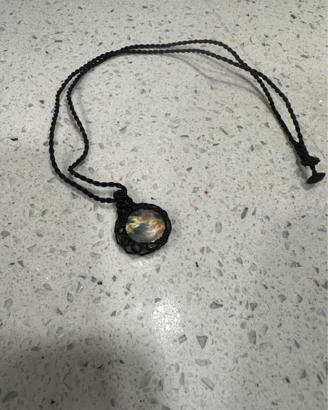 Labradorite & Rainbow Tourmaline Macrame Necklace Handmade - Thumbnail 3