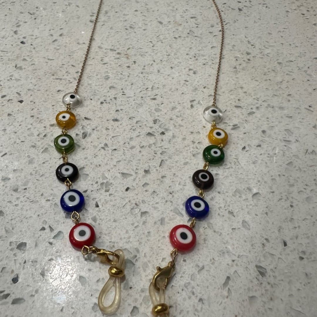 Multicolor Evil Eye Eyeglasses Strap also Necklace - Thumbnail 2