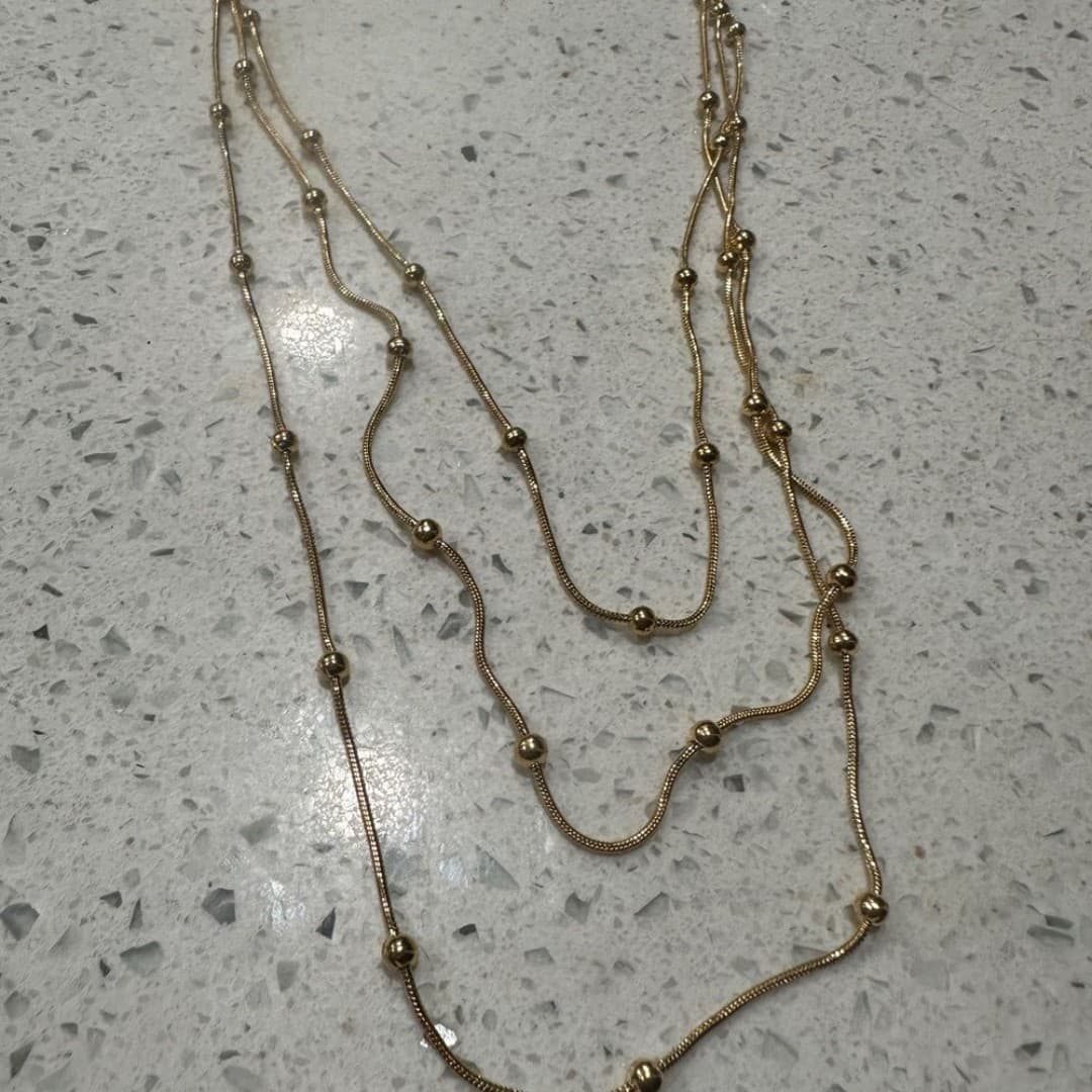 Elegant Gold Beaded Stainless Steel Necklace - Thumbnail 9