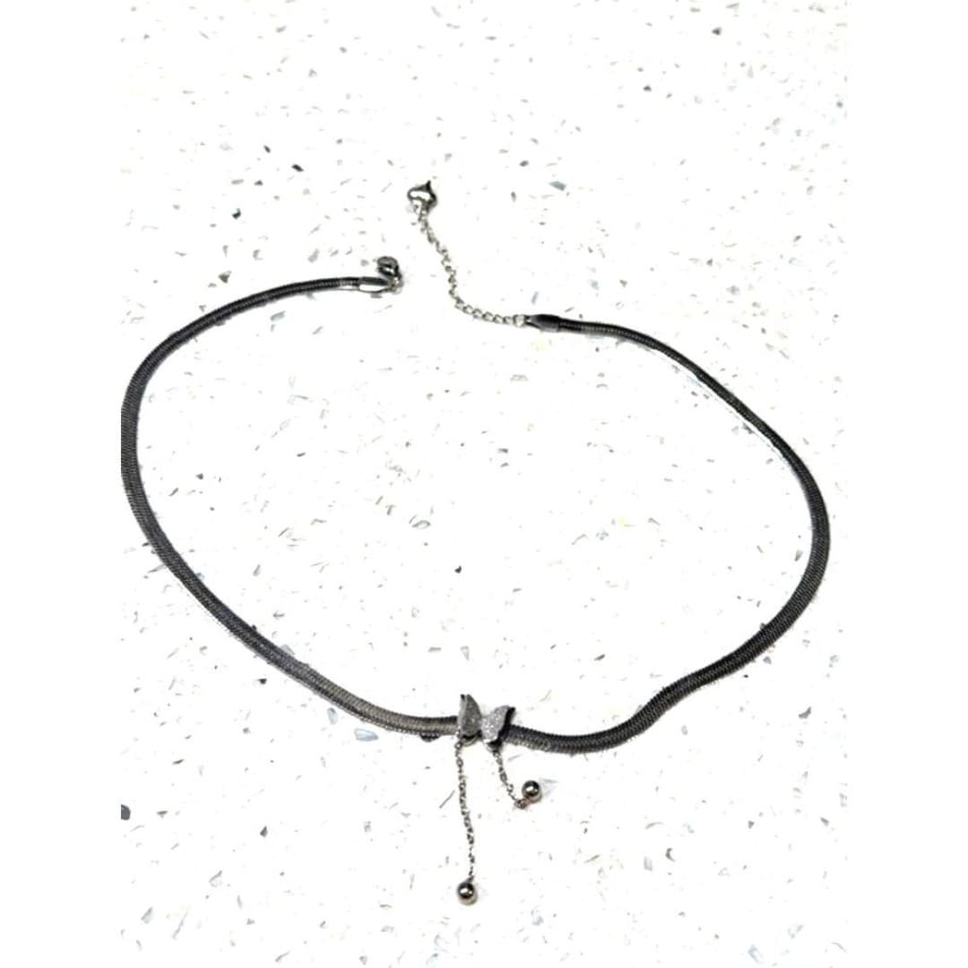 Stainless steel necklace with 3-D butterfly - Thumbnail 3