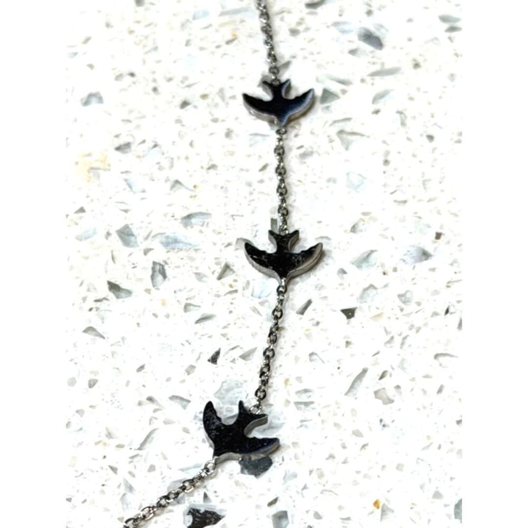 Stainless steel necklace with birds - Thumbnail 6
