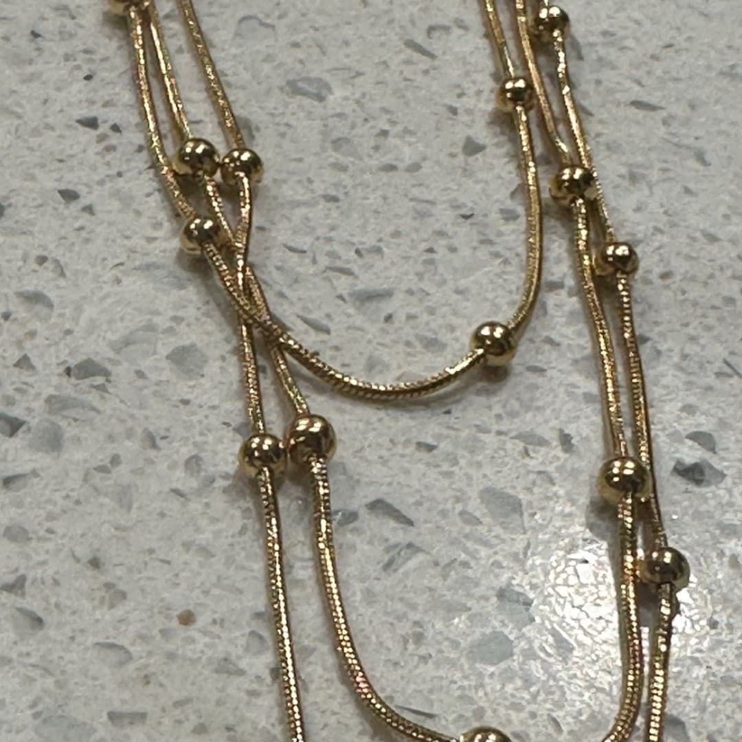 Elegant Gold Beaded Stainless Steel Necklace - Thumbnail 3