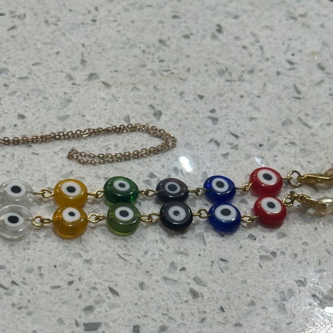 Multicolor Evil Eye Eyeglasses Strap also Necklace - Thumbnail 6