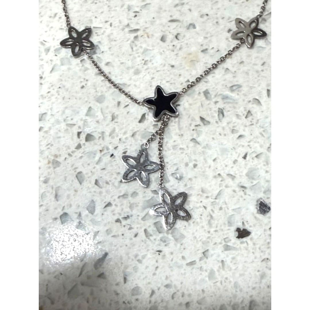 Stainless steel flower and star necklace - Thumbnail 4